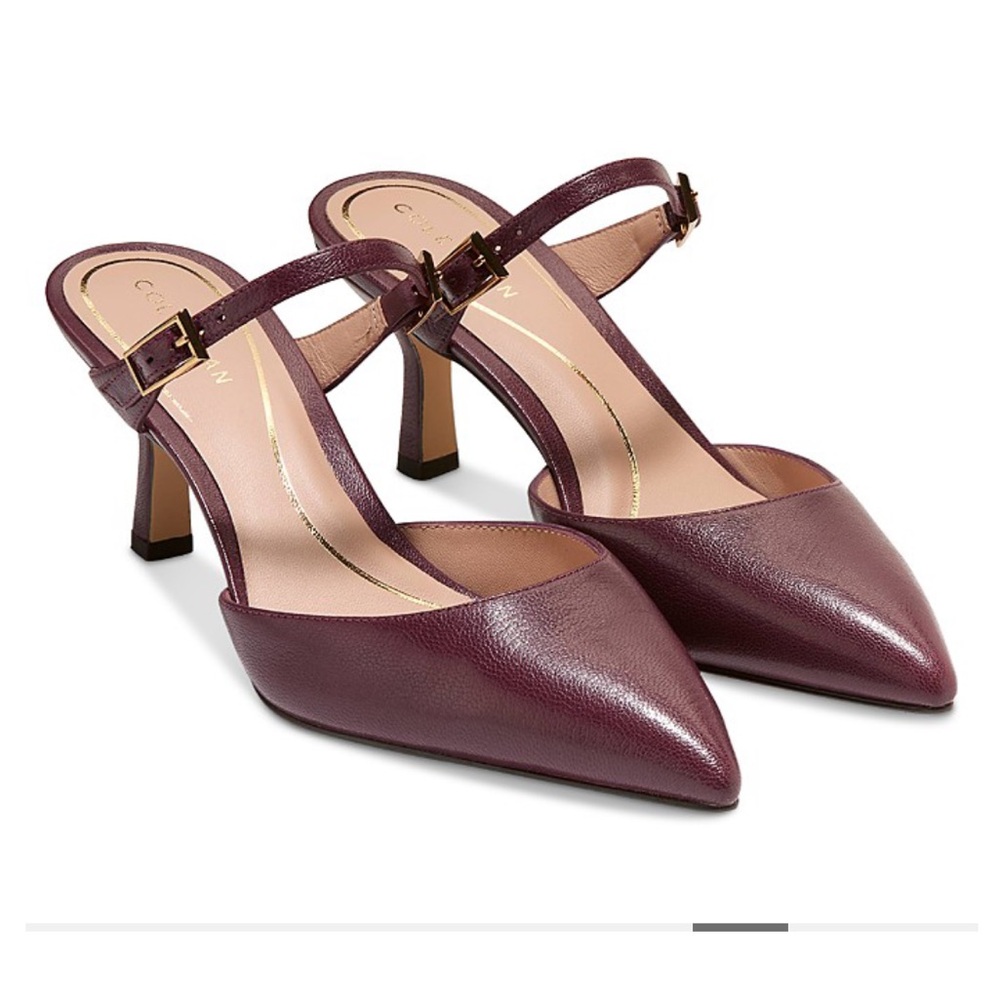 NIB Cole Haan Women's Annalise Buckled Mule Pumps Black Garnet 10.5
